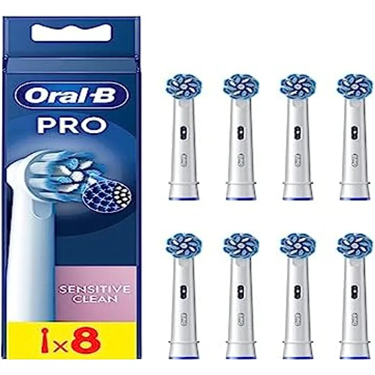 Oral-B Pro Sensitive Clean Aufsteckbürsten, 8 Stück, mit ultra-seidigen Fasern für sanfte und effektive Reinigung