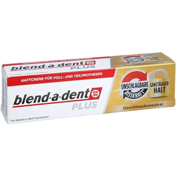 blend-a-dent Plus Premium Haftcreme, Zahnpasta mit unschlagbarem Halt für Voll- und Teilprothesen, neutraler Geschmack, 40g – Bild 4