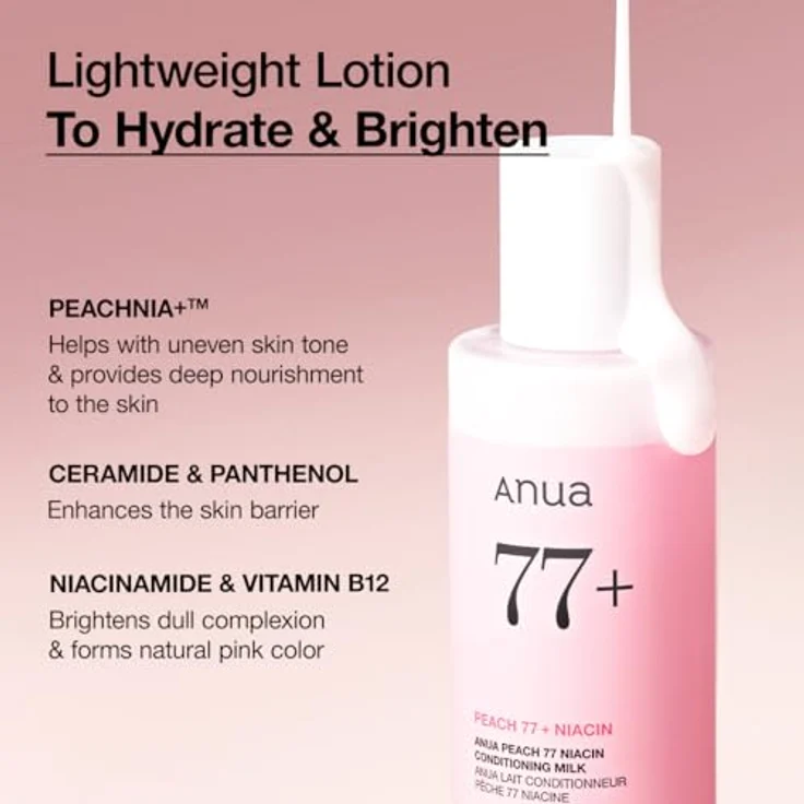 ANUA Peach Niacin Conditioning Lotion, Gesichtsfeuchtigkeitscreme mit Vitamin B12, leichte koreanische Hautpflege für Glashaut, 150 ml/5,07 fl.oz. – Bild 4