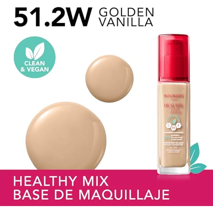 Bourjois Healthy Mix Clean and Vegan Radiant Foundation 51.2W Golden Vanilla 30 ml – Bild 4