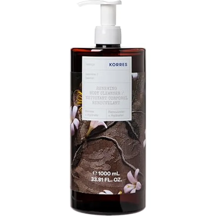 KORRES JASMINE Revitalisierendes Duschgel in XXL Größe, mit leckeren Duft von zartem Jasmin, Jumbo Size, vegan, 1l