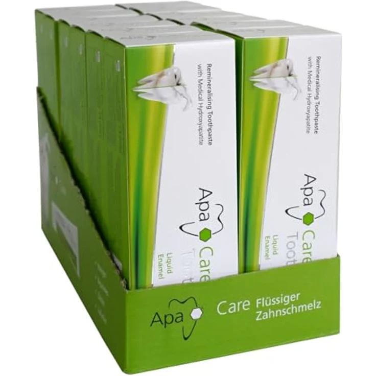 Apa Care Remineralisierende Zahncreme mit flüssigem Zahnschmelz, 12 x 75 ml, mit Hydroxylapatit und Fluorid für Zahnschmelz-Reparatur und sanfte Zahnaufhellung – Bild 4