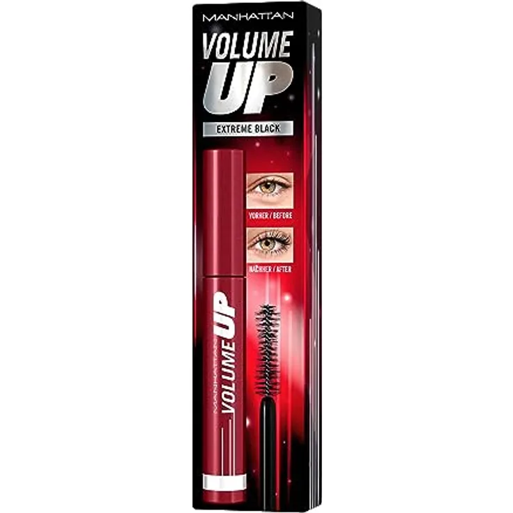 Manhattan Volume Up Mascara, Extreme Black, tiefschwarze Volumenmascara, 8 ml
