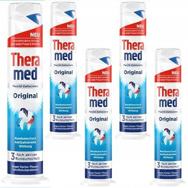 Theramed Original Spender 5 x 100 ml, für saubere Zähne & frischen Atem – Bild 8