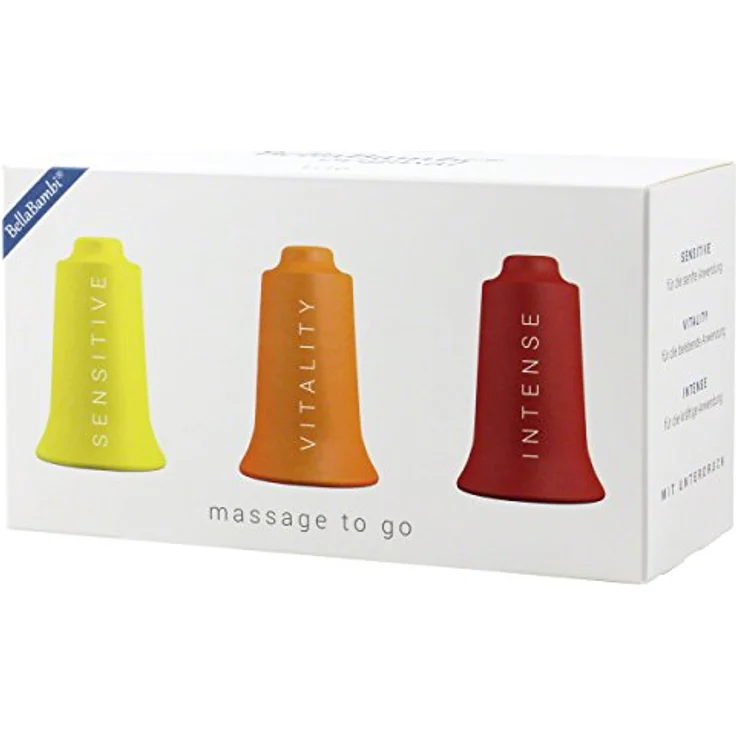 BellaBambi® mini trio Faszien Cup Set, SENSITIVE gelb, REGULAR orange, INTENSE rot, biokompatibles Silikon, vielseitig einsetzbar für Massage und Regeneration – Bild 4
