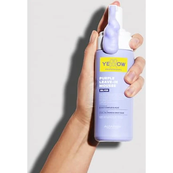 AlfaParf Milano Gelb Silber Lila Leave-In Mousse, 160 ml, Haarschaum zur intensiven Feuchtigkeitspflege für glänzendes und regeneriertes Haar – Bild 4