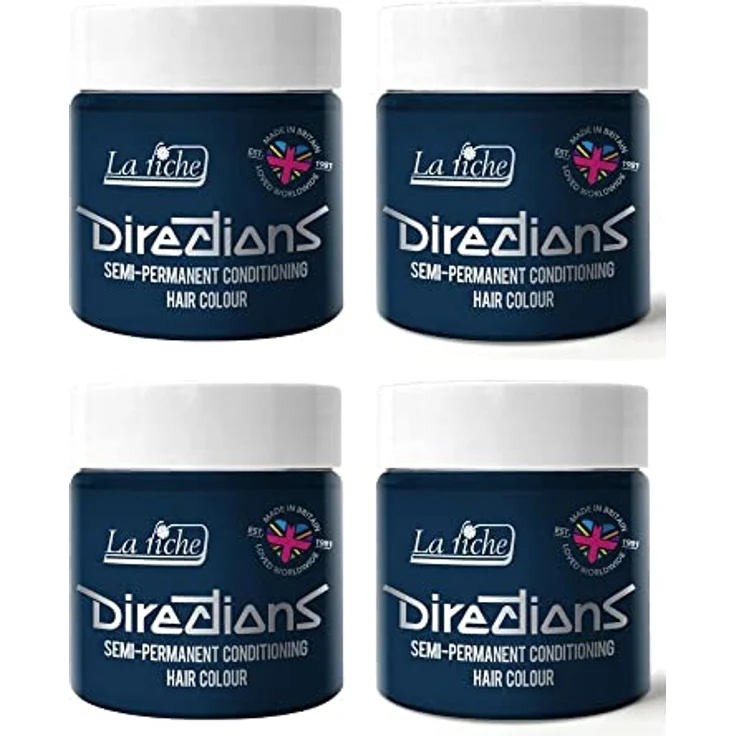La Riche Directions Semipermanente Haarfarbe, 100 ml Dose, 4er Pack, Jeansblau