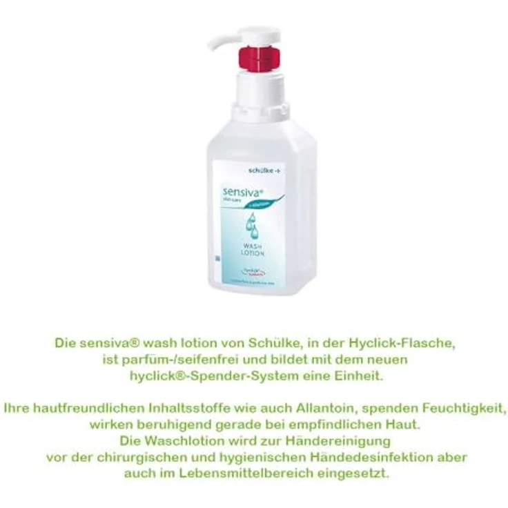 SENSIVA Schülke sensiva® Waschlotion für alle Hauttypen 1000ml | seifenfreie Hautreinigung für Hände und Körper | hautschonend und mild | mit praktischem Hycklick Spender – Bild 2