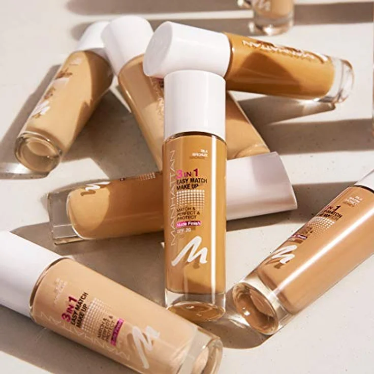 Manhattan 3in1 Easy Match Make-up, Flüssig Foundation für helle Haut mit LSF 20, Farbe Soft Beige 34, 1 x 30ml – Bild 4