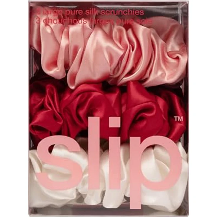 SLIP Große Haargummis: Rosig | Set mit 3 Haargummis aus 100% Maulbeerseide in scharlachrot, Rose und weiß | Anti-Falten, sanft zum Haar, reduziert Haarbruch – Bild 5