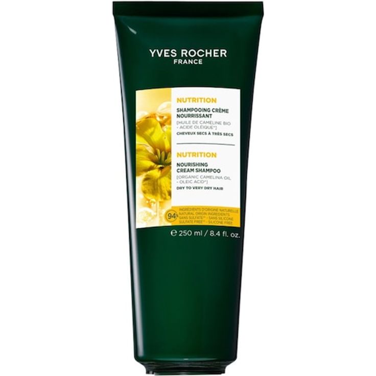 Yves Rocher Nourishing Shampoo für Damen, 250 ml, feuchtigkeitsspendend mit Bio-Kamillenöl, geeignet für lockiges und krauses Haar