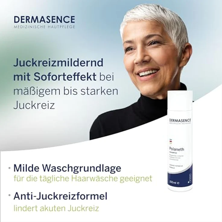 DERMASENCE Polaneth Shampoo, 200 ml - Pflegeshampoo für gereizte Kopfhaut - Juckreizmildernd mit Sofort- und Langzeiteffekt - parfümfrei – Bild 4