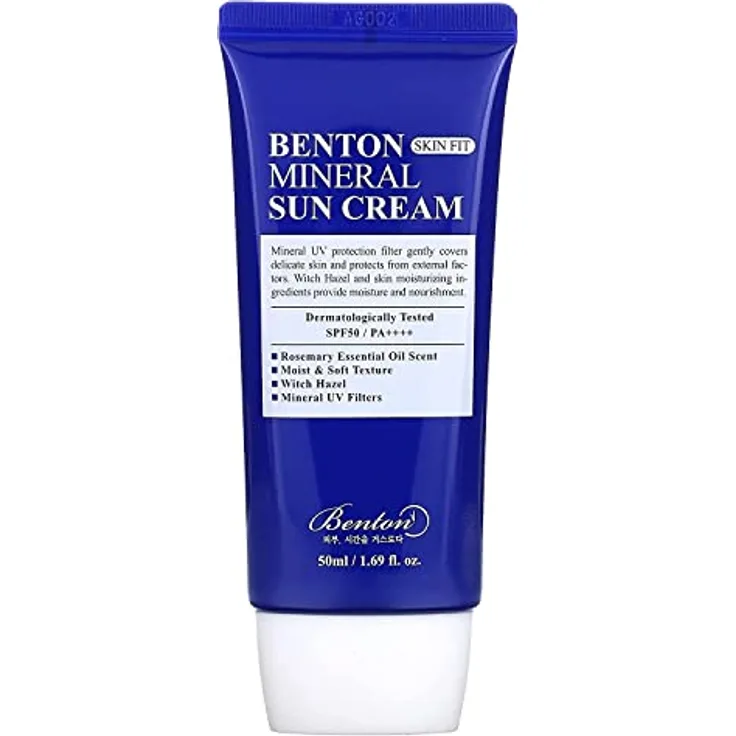 Benton Skin Fit Mineral, mineralisches Bräunungsfluid für das Gesicht mit SPF 50+, 50 ml, mineralischer UV-Schutz