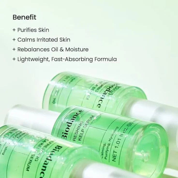 Biodance Refreshing Sea Kelp Serum, Gesichtsserum mit Niacinamid und Vitamin E, 30 ml, feuchtigkeitsspendend und porenverfeinernd – Bild 4