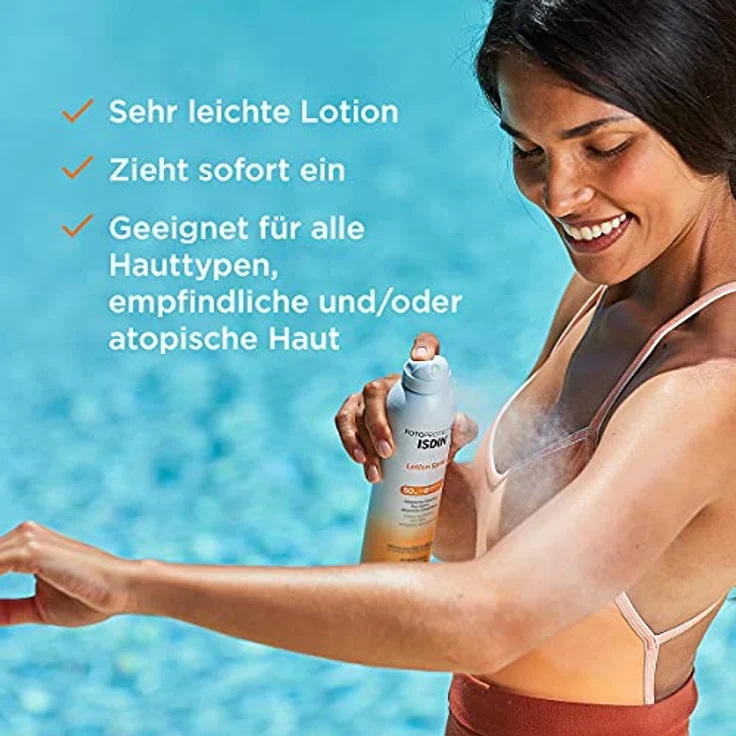 ISDIN Fotoprotector Lotion Spray LSF50 (250ml) | Schutz für normale bis hin zu trockener Haut, die eine Extraportion Feuchtigkeit braucht – Bild 4