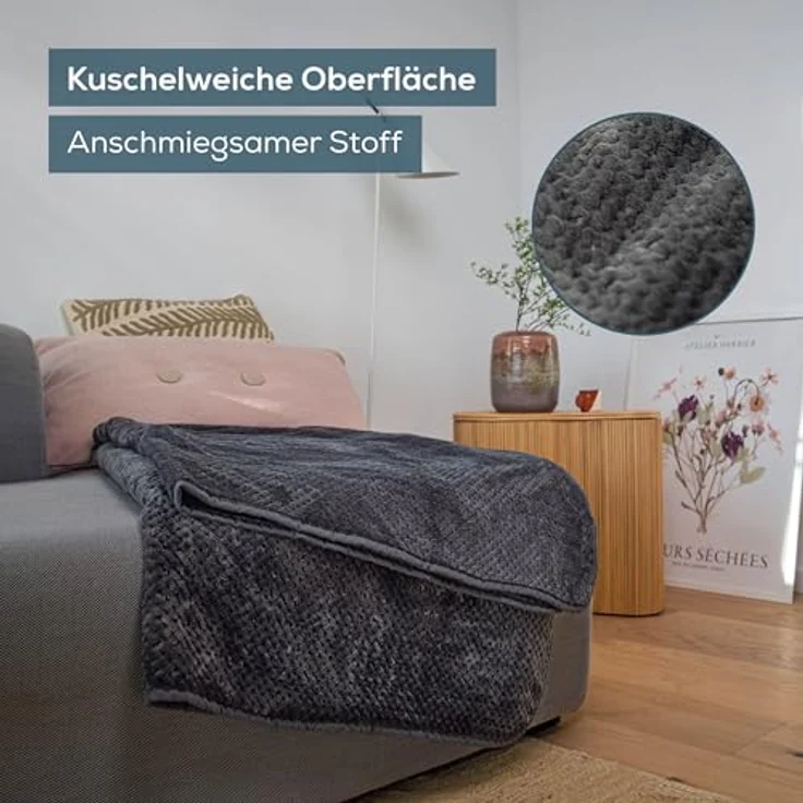 BEURER Heizdecke HD 65, weiche, maschinenwaschbare Wärmezudecke mit 3 Temperaturstufen und Sicherheitsabschaltung, dunkelgrau – Bild 2