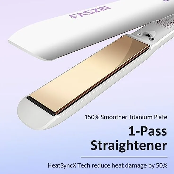 Faszin Titan Haarglätter, 15 Sekunden schnelles Aufheizen, negative Ionen, breite Platten für dickes und feines Haar – Bild 2