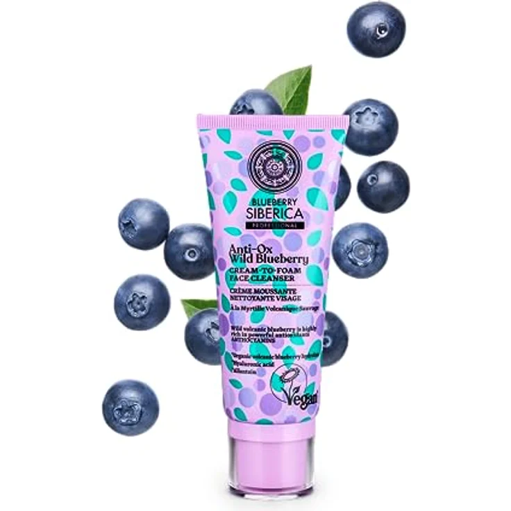 Natura Siberica Cream To Foam Face Cleanser, Gesichtsreinigung mit antioxidativen Wirkungen, 100 ml, vegan, Wild Blueberry – Bild 2