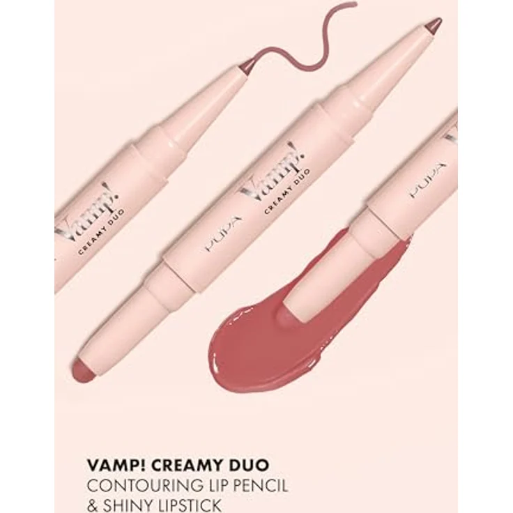 Pupa Vamp! Creamy Duo Lip Pencil #001 Fair Nude, Lippenstift mit präziser Konturdefinition und cremiger Textur, 1 g – Bild 10
