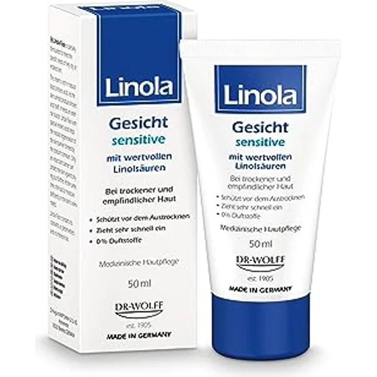 Linola Gesicht sensitiv - 50 ml | schnell einziehende Feuchtigkeitscreme bei trockener und empfindlicher Haut | Ohne Duftstoffe und Mikroplastik – Bild 1