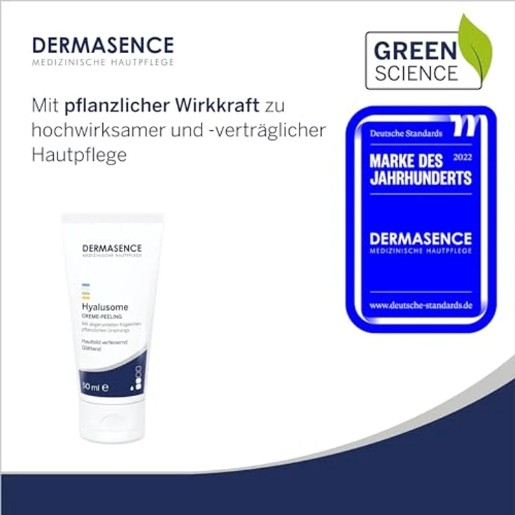 DERMASENCE Hyalusome Creme-Peeling, 50 ml - Pflegendes, mechanisches Peeling - entfernt abgestorbene Hautschuppen und löst Mitesser - mit natürlichen gehärteten Rizinuskügelchen - mit Vitamin E – Bild 2