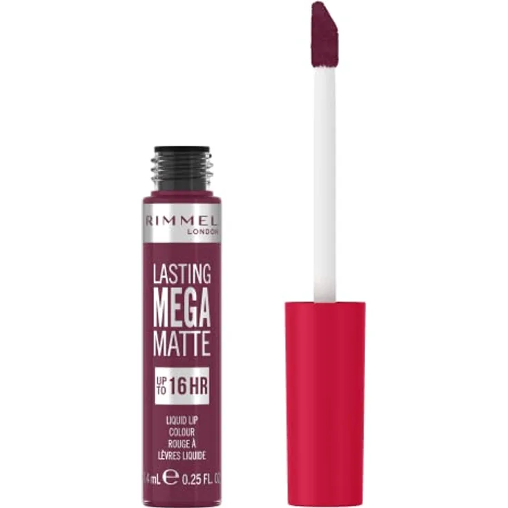 Rimmel London Lasting Mega Matte Flüssiger Lippenstift, langanhaltend, feuchtigkeitsspendend, vegane Formel, 940, Rock me Purple, 7,4 ml