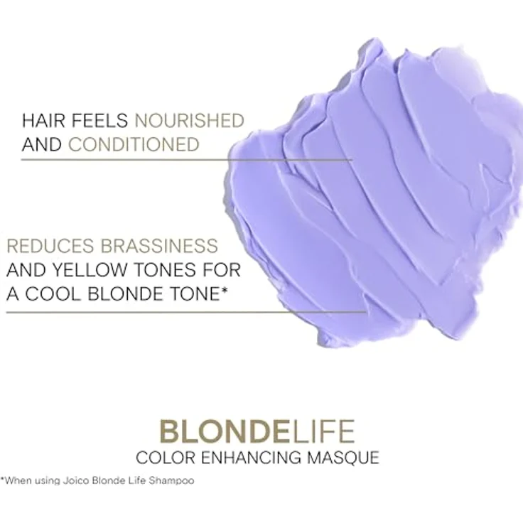 Joico BLONDE LIFE Color Enhancing Masque Violet, Haarmaske mit Hitzeschutz bis 232 °C und Anti-Haarbruch-Formel, 150 ml – Bild 4