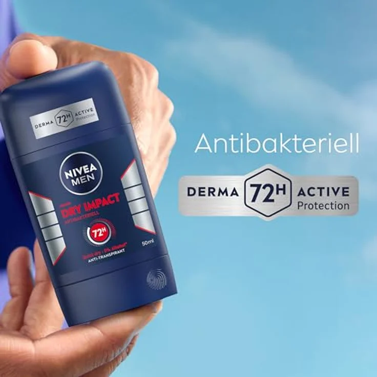NIVEA MEN Dry Impact Deo Stick, 72h Antitranspirant-Schutz mit antibakteriellen Wirkstoffen, alkoholfrei, 50 ml – Bild 5