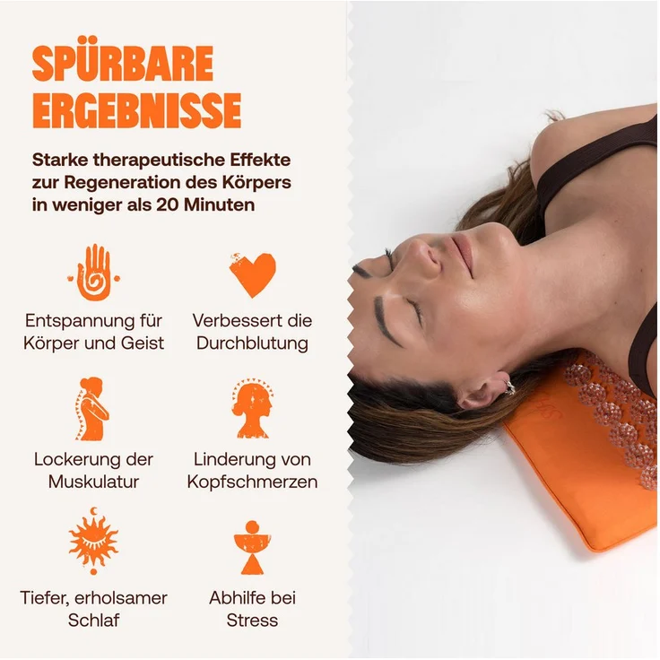 Shakti Mat Akupressurmatte mit Kissen, Entspannung durch Akupressur, GOTS-zertifizierte Bio-Baumwolle, faire Produktion, Handarbeit