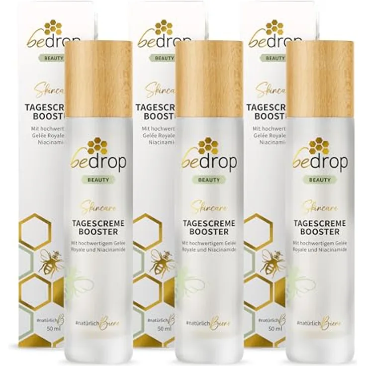 bedrop Tagescreme BOOSTER mit Gelée Royale und Niacinamide hochdosiert - Reine Imker Qualität ohne Zusatzstoffe - 3x 50ml Set - Intensive Feuchtigkeit und strahlende Haut
