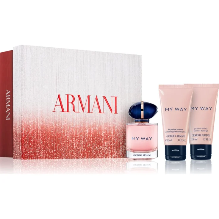 Armani My Way Geschenkset für Damen, Eau de Parfum 50 ml, parfümiertes Duschgel 50 ml, parfümierte Bodylotion 50 ml