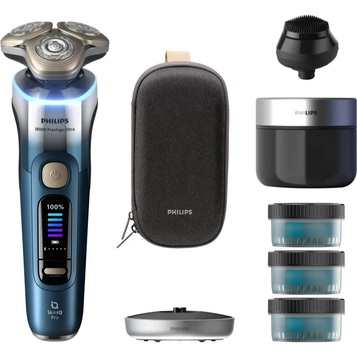 Philips Series i9000 Prestige Ultra Day&Night XP9406/79, Elektrorasierer für Herren, präzise Trocken- und Nassrasur mit Ladestation und Reiseetui