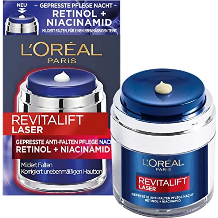 L'Oréal Paris Revitalift Laser Gepresste Anti-Falten Pflege Nacht Retinol Niacinamid Nachtcreme 50 ml
