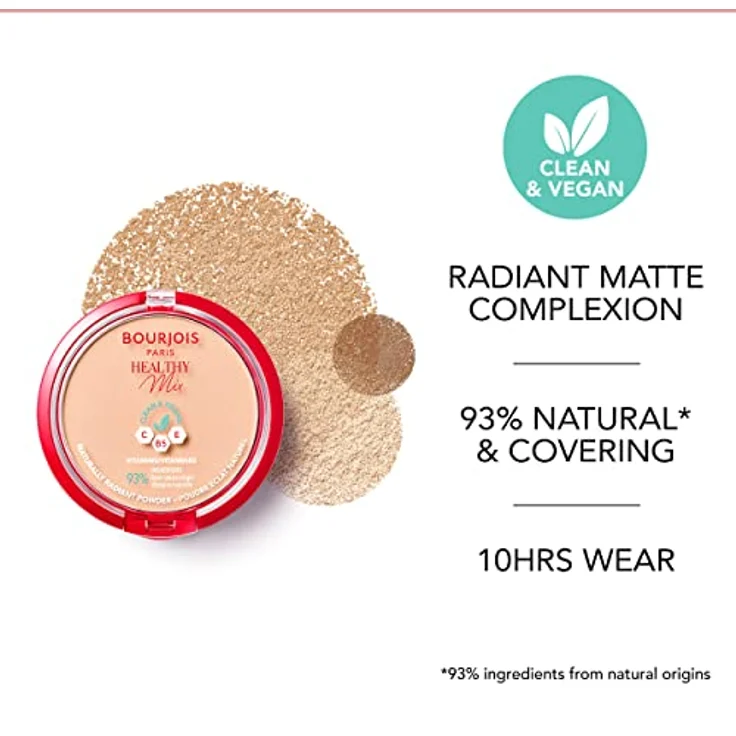 Bourjois Healthy Mix Puder 10 g, Farbe 04 Golden Beige, leichter teintverstärkender Puder – Bild 3