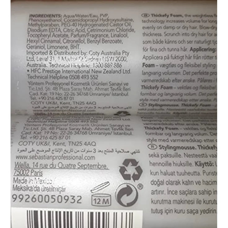 Sebastian Professional Thickefy Foam 190 ml – Bild 3