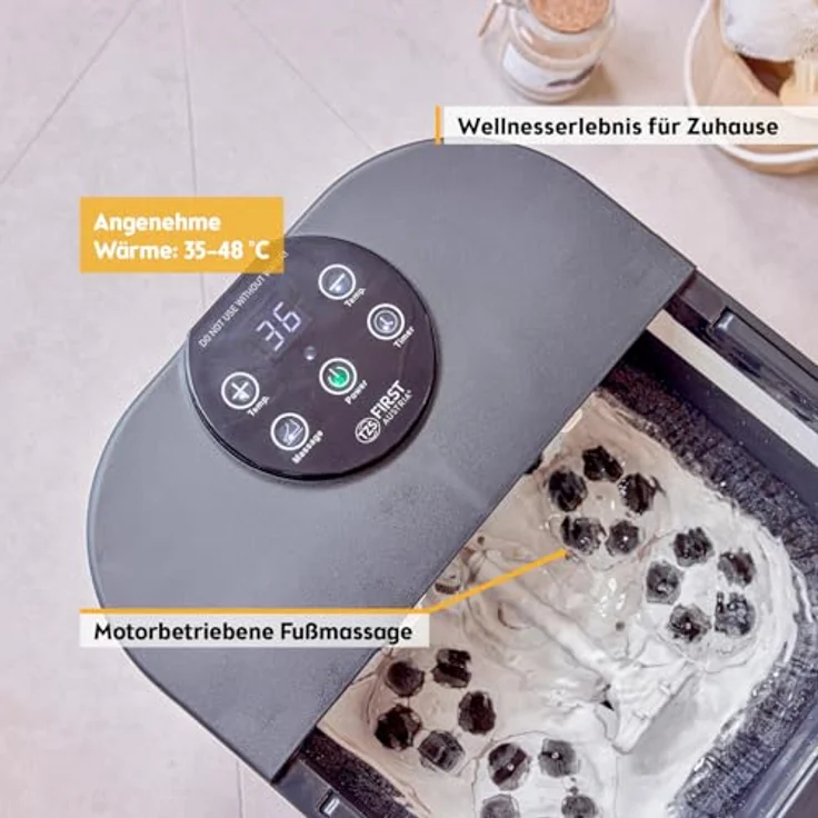 TZS First Austria Fußsprudelbad Modell FA-1402, klappbares Fußmassagegerät mit 500W, 3 Aufsätzen, 6 Massagerollen, Infrarot- & Heizfunktion, Fußbad mit Vibrations- & Luftblasenmassage – Bild 4