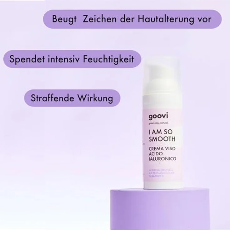 GOOVI I Am So Smooth Hyaluronic Acid Face Cream, Feuchtigkeitspflege mit 3-fach Hyaluronsäure & Ceramiden, strafft und festigt die Haut, 50ml – Bild 4