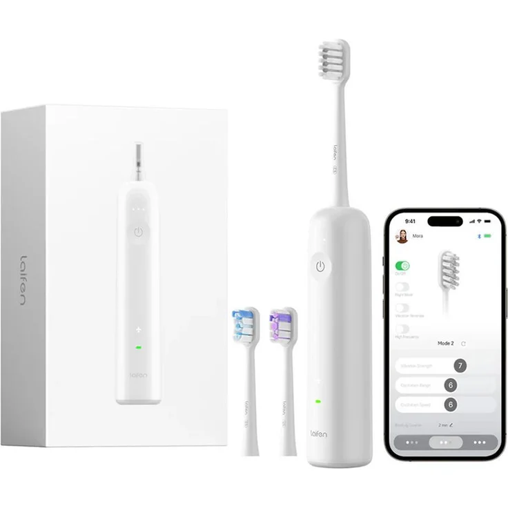 Laifen Wave Pro Elektrische Schallzahnbürste mit App, Drucksensor, 70 Tage Akku, kabelloses Laden, intel-Weiß