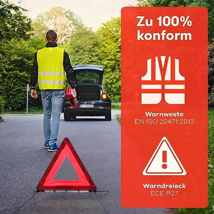 Purahelp KFZ-Verbandtasche Kombitasche, Erste-Hilfe-Set nach DIN 13164:2025 mit Warndreieck und Warnweste, europaweit gültig, sicher und übersichtlich verpackt – Bild 7