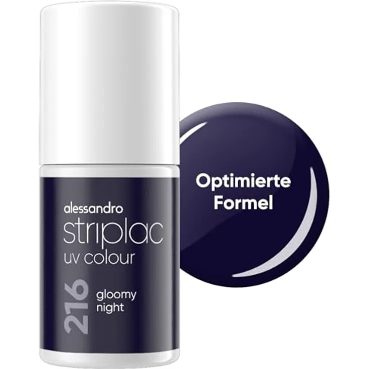 alessandro Striplac UV-Nagellack Gloomy Night, deckend & kratzfest bis zu 15 Tage, einfaches Entfernen mit Abziehtechnologie, vegan, blau, 6,5ml
