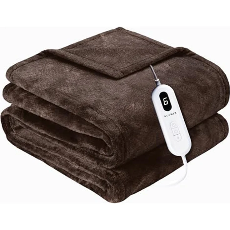 KLAMER Heizdecke mit Abschaltautomatik, 180x130 cm, waschbare Wärmedecke, 9 Temperaturen, Flanell – Bild 1