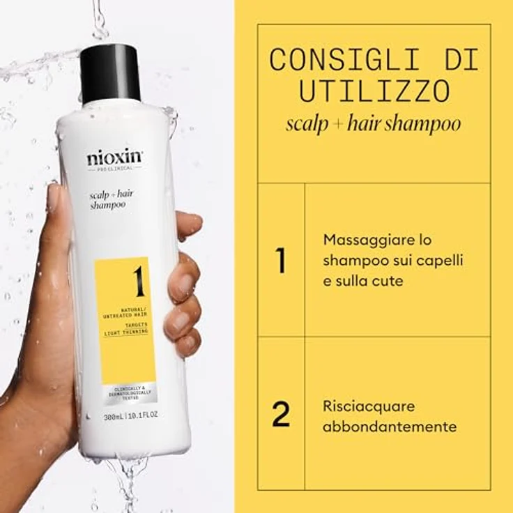 NIOXIN System 1 Scalp + Hair Shampoo - stärkendes Shampoo für natürliches Haar mit leichter Ausdünnung - angereichert mit Biotin und Niacinamid (300 ml) – Bild 5