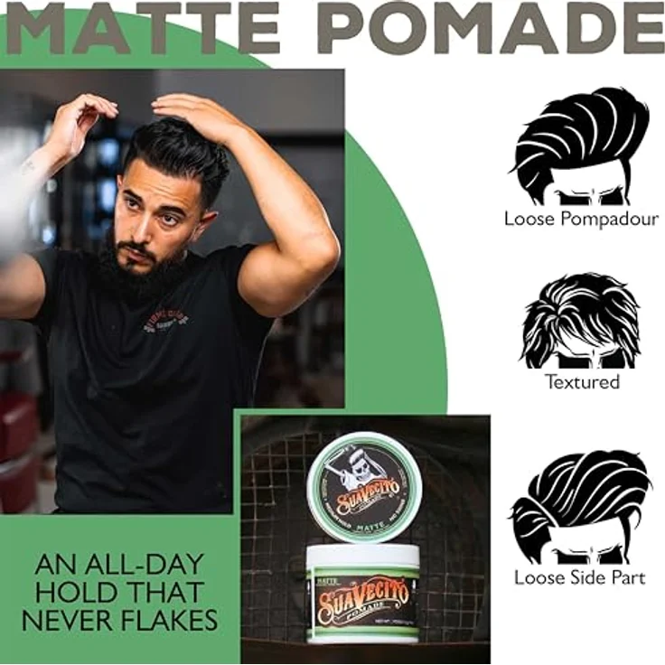 Suavecito Haarstyling Matte Pomade, mittlerer Halt für flexibles Styling, wasserbasiert, 113 g – Bild 5