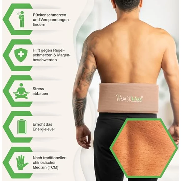 BACKLAxx® Massagegerät Akupressur Lendengürtel, Intensitätsregulierung durch Klettverschluss, umweltfreundliches Halbleinen, 736 Spitzen gegen Rückenschmerzen – Bild 2