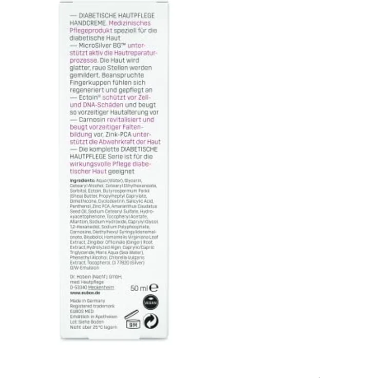 EUBOS | DIABETISCHE HAUTPFLEGE | HANDCREME | 50ml | Körperlotion bei trockener, strapazierter Haut von Diabetikern | klinisch getestet – Bild 5