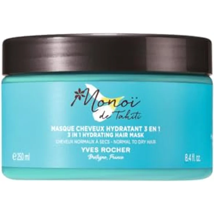 Yves Rocher 3-in-1 Feuchtigkeitsspendende Haarmaske Monoï, Nährende Pflege & Geschmeidigkeit, Mit Monoï aus Tahiti, 250 ml, Ohne Silikone – Bild 1