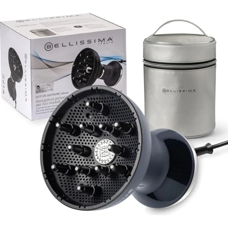 BELLISSIMA Diffon Supreme Deluxe, Heißluftdiffusor für lockiges Haar, Keramik mit Keratin Technologie, XL Diffusor, 3 Temperaturstufen + Ionisator, schonendes Trocknen, Beauty Bag – Bild 1