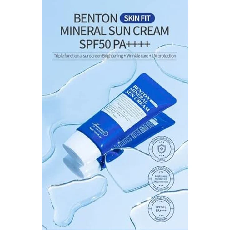 Benton Skin Fit Mineral, mineralisches Bräunungsfluid für das Gesicht mit SPF 50+, 50 ml, mineralischer UV-Schutz – Bild 2