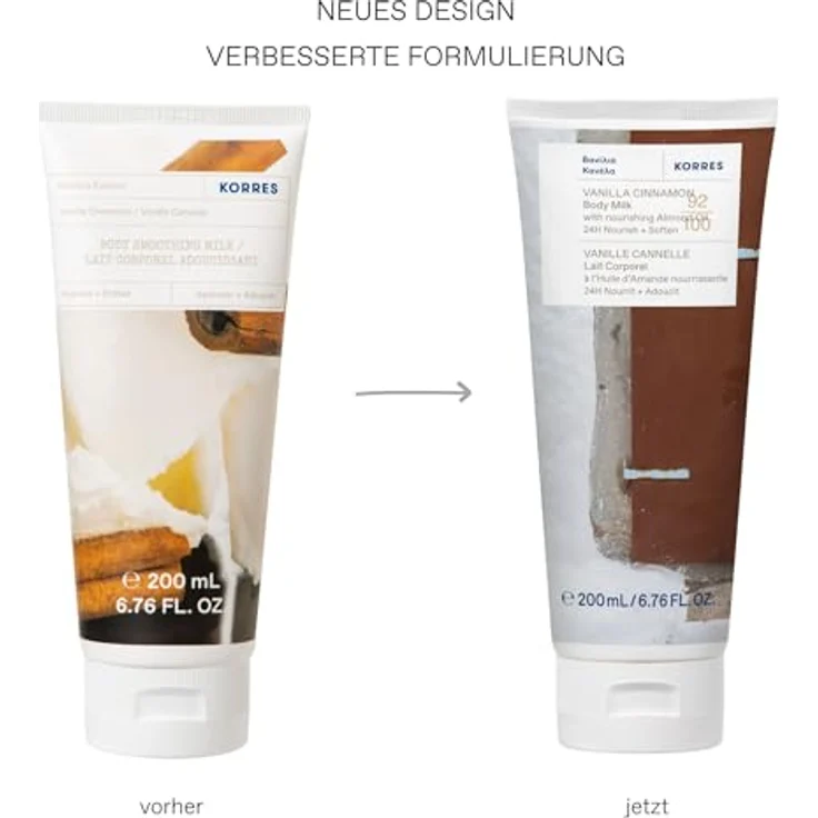 Korres Vanilla & Cinnamon, nährende Body Lotion mit Mandelöl, 200 ml, vegan, feuchtigkeitsspendend und bronzefarbend – Bild 2