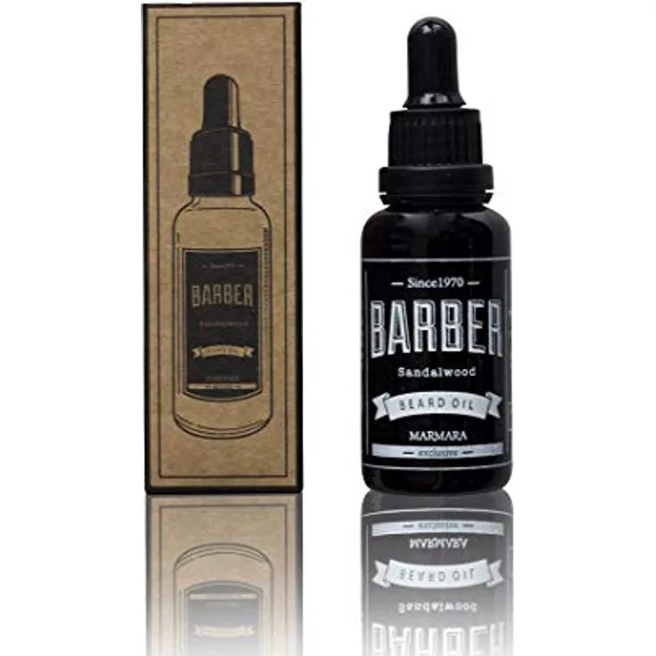 Barber Marmara Beard Oil 30ml Bart Öl für die tägliche Bartpflege von 3-Tage-Bart bis Vollbart Sandelholz Bartpflege Öl Männer Extra Glanz und geschmeidigkeit. Hochwertiges Bartöl herren